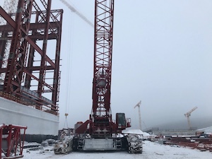 На стройплощадку Курской АЭС-2 доставлен кран грузоподъемностью 750 тонн