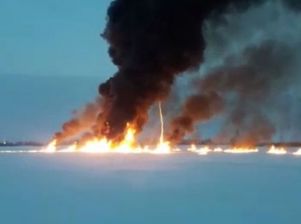 Горящий лед: в ХМАО вспыхнул пожар на реке Обь из-за аварии на трубопроводе