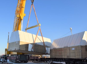 На стройплощадку Амурского ГПЗ доставлен восьмой по счету газоперекачивающий агрегат «Ладога»