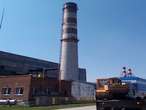 Дягилевская ТЭЦ ремонтирует 80-метровую дымовую трубу