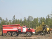 На участке добычных полигонов «Хиагды» потушили условный лесной пожар