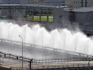 На стройплощадке ЛАЭС смонтированы трубы брызгальных бассейнов